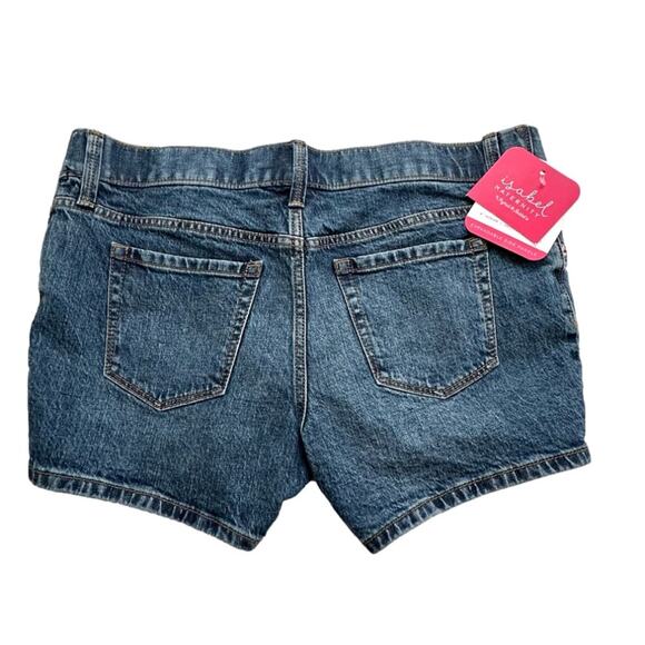 Isabel Maternity Side Panels Stretch Pockets Midi Denim Jean Shorts Size 4 NEW - Picture 5 of 11